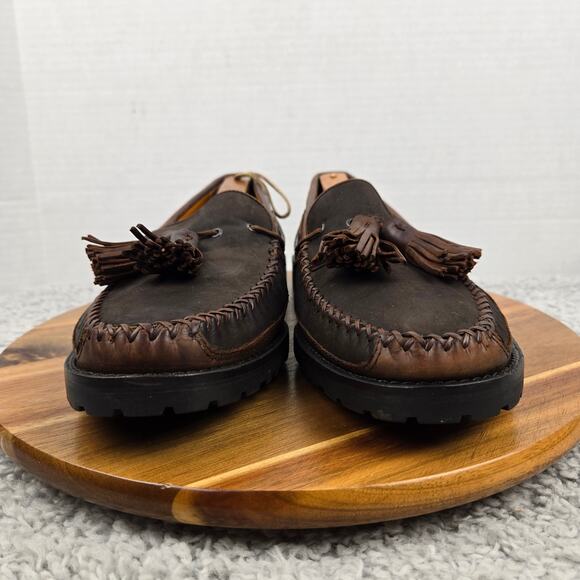 Cole Haan Mens 11M Country Brown Leather Two Tone Tasseled Lug Sole Daily Loafer - Picture 4 of 13